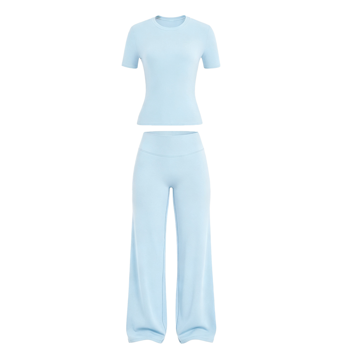 2026 New Women's Round Neck Tee & High-Waist Yoga Pants Two-Piece Set