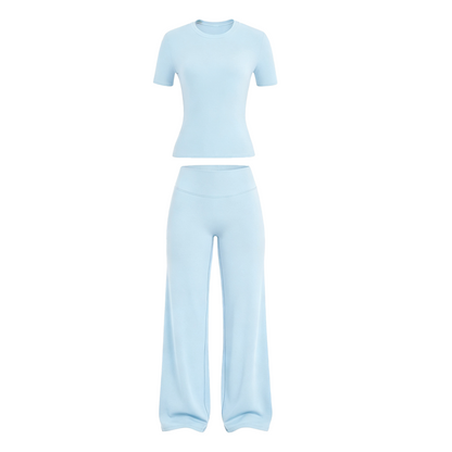2026 New Women's Round Neck Tee & High-Waist Yoga Pants Two-Piece Set