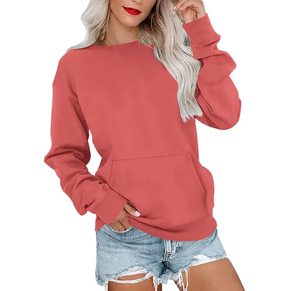 Women's Oversized Crewneck Sweatshirt with Kangaroo Pocket