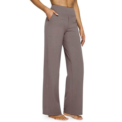 High Waist Wide Leg Yoga Pants for Women – Pockets, Stretch & All-Day Comfort