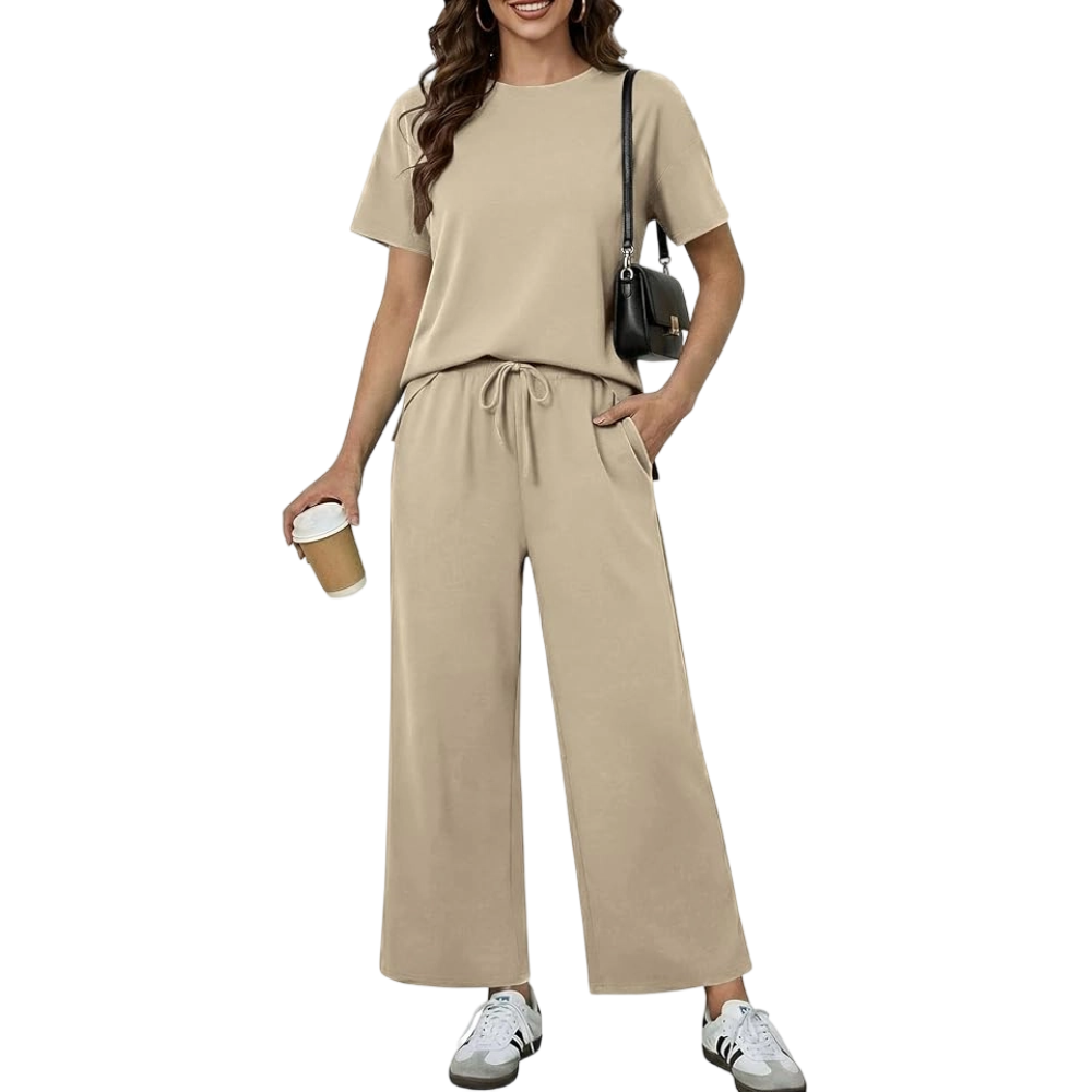 2 Piece Sets for Women Soft Short Sleeve Matching Lounge Set