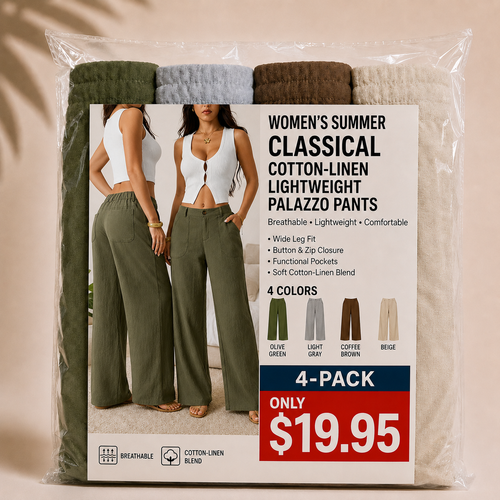 ⚡Women's Summer Classical Cotton-Linen Lightweight Palazzo Pants