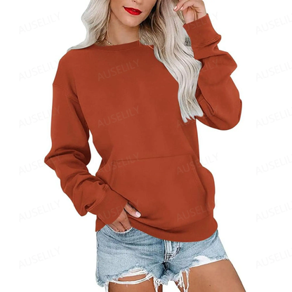 Women's Oversized Crewneck Sweatshirt with Kangaroo Pocket