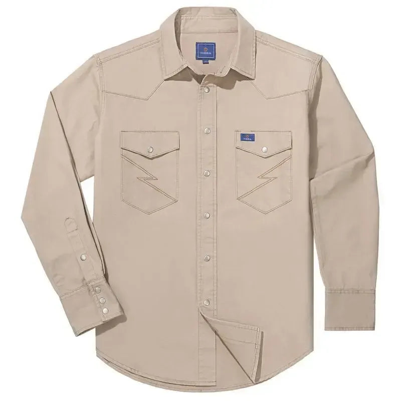 🔥🔥16-PACK-$38.8🔥Men's Long Sleeve Stone-Washed and Pre-Washed Denim Work Shirt