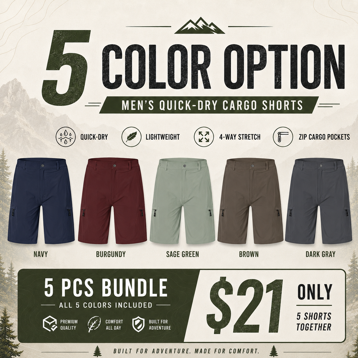 Men's Hiking Cargo Shorts 9