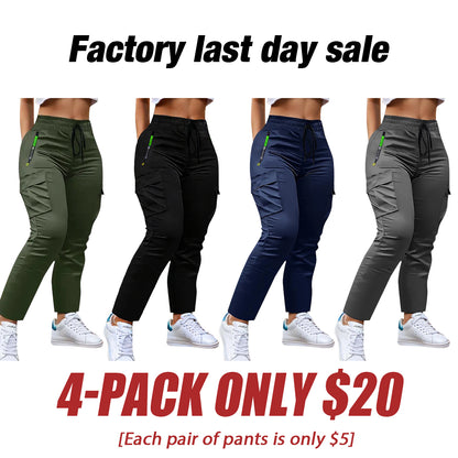 Women's work trousers - non-stretch trousers with adjustable drawstring waistband