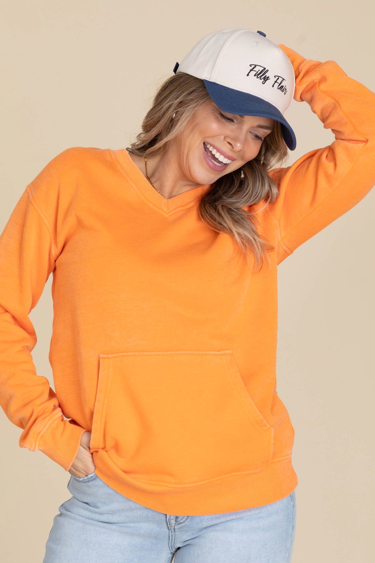 🔥 Your Favorite Is Back! Pigment Dyed Cozy Campfire V-Neck Sweatshirt