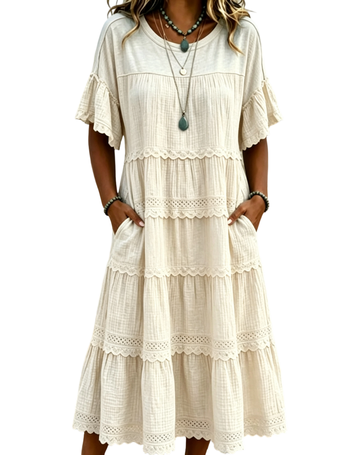 🔥Cool & breathable fabric🍃Women's Vintage Patchwork Lace Dress
