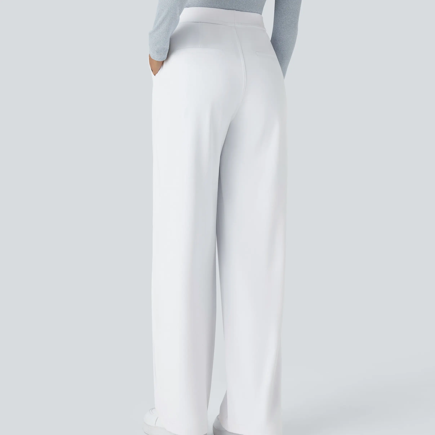 High Waisted Pocket Straight Leg Work Pants-Hidden Back Pockets