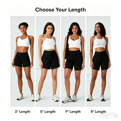 Super High Waisted Back Pocket & Side Hidden Pocket 2-in-1 Yoga Shorts