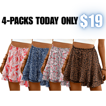 Flowy Shorts for Women Boho Ruffle Tiered Butterfly Skorts