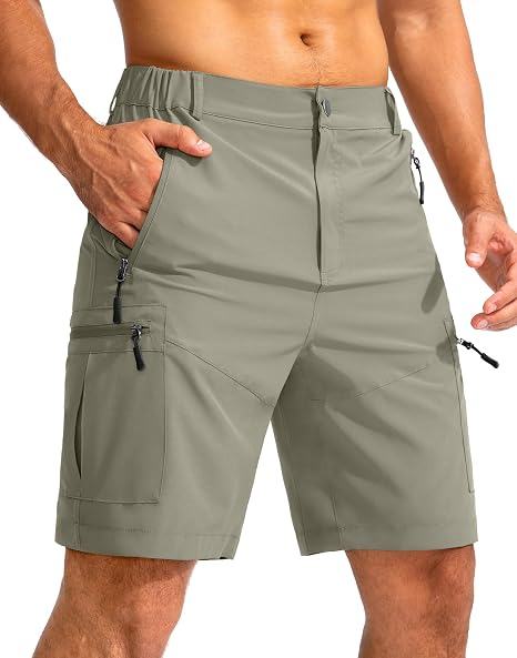 Men's Lightweight Cargo Shorts with 5 Zipper Pockets