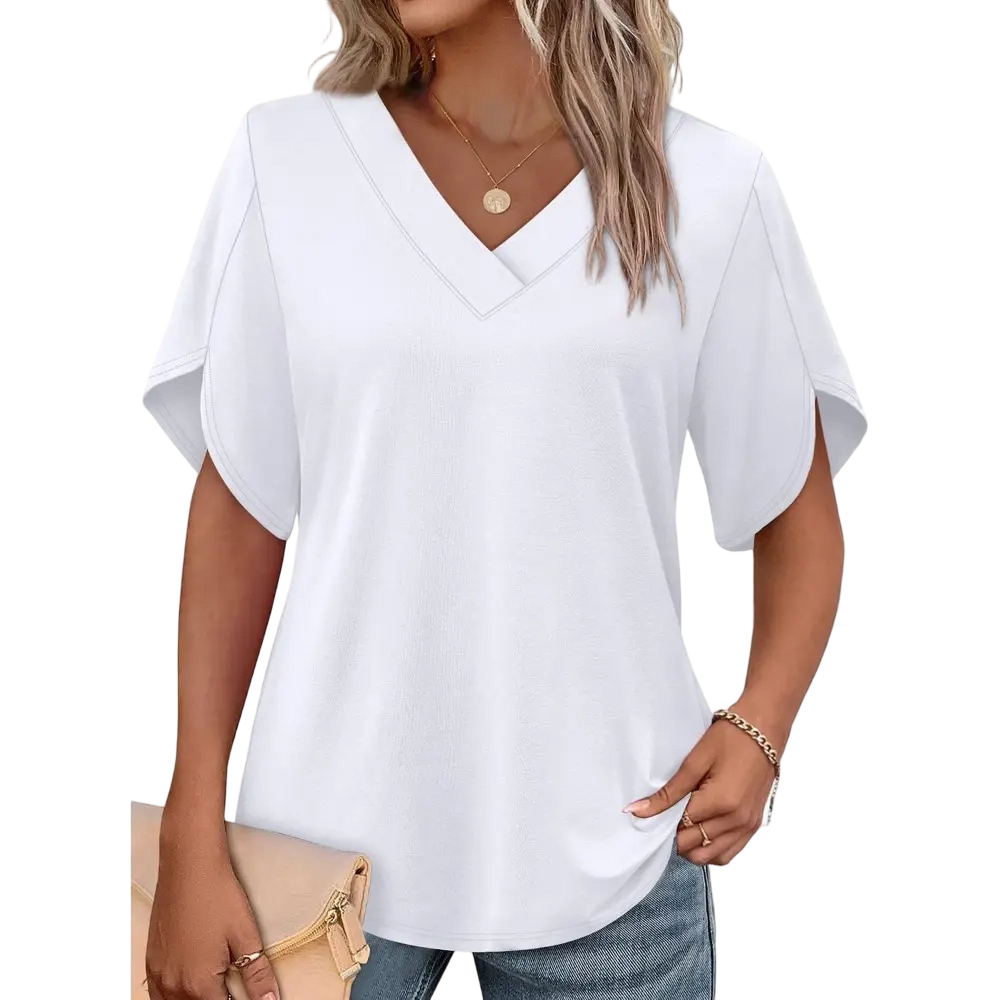 Womens Summer Tops Short Petal Sleeve Shirts