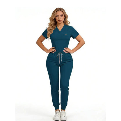 Women's Daily Wear Two-Piece Outfit, Anti-Pilling Lightweight Breathable Multi-Pocket Top & Side Pocket Jogger Pants