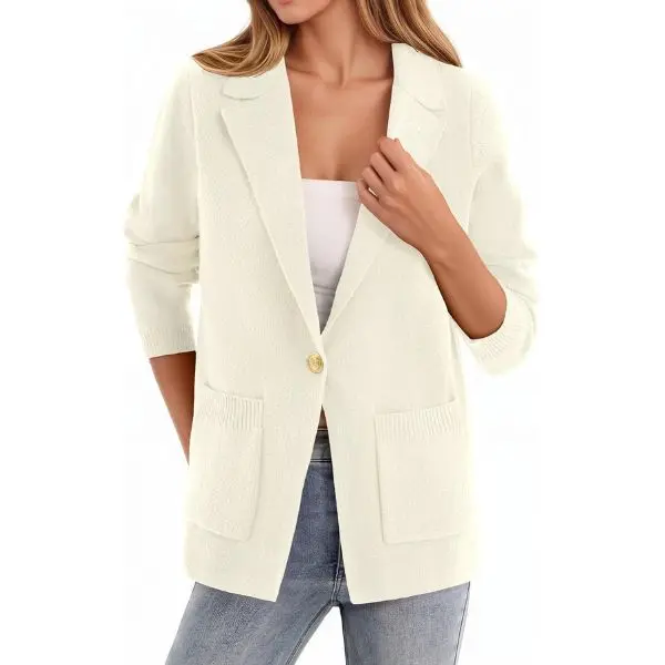 Women's Slim Fit Long Sleeve Knit Blazer Jacket