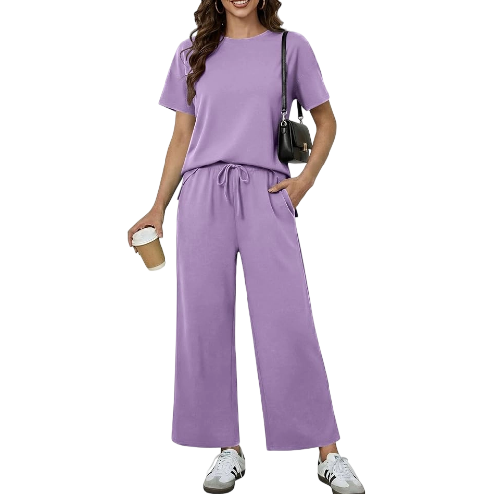 2 Piece Sets for Women Soft Short Sleeve Matching Lounge Set