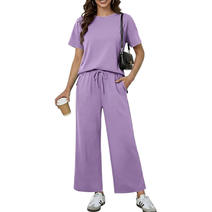 2 Piece Sets for Women Soft Short Sleeve Matching Lounge Set