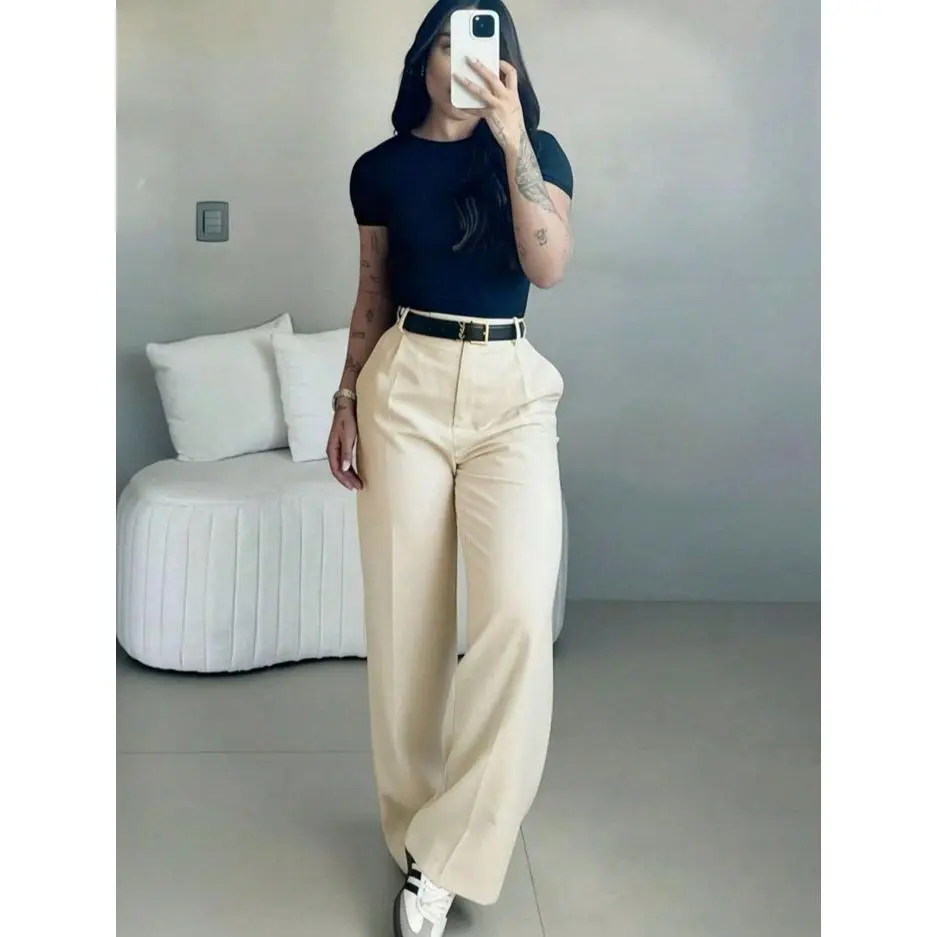 Women’s High-Waisted Wide-Leg Drape Trousers