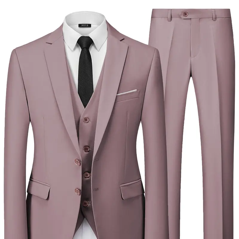 Men's 3 Piece Suit Set with Vest and Tie