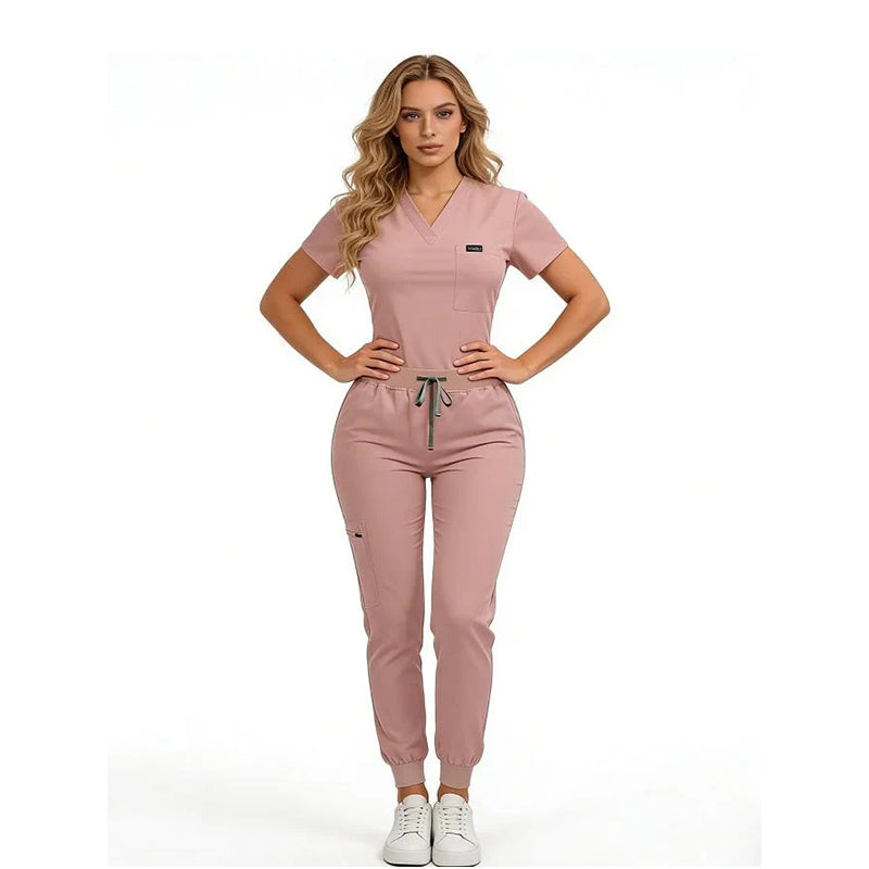 Women's Daily Wear Two-Piece Outfit, Anti-Pilling Lightweight Breathable Multi-Pocket Top & Side Pocket Jogger Pants