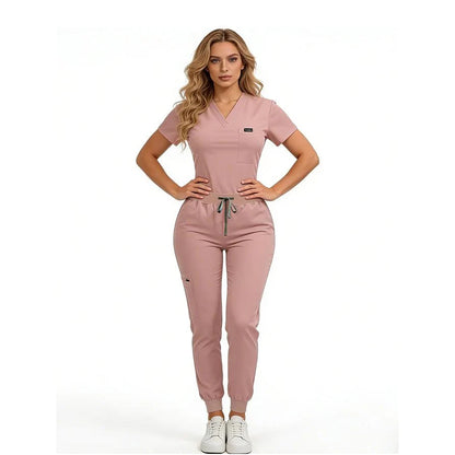 Women's Daily Wear Two-Piece Outfit, Anti-Pilling Lightweight Breathable Multi-Pocket Top & Side Pocket Jogger Pants