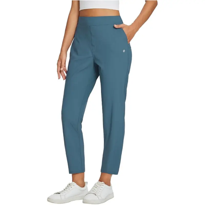 Women's Lightweight Breathable Stretch Ankle Pants - Soft UPF50+ Summer Trousers with Zipper Pockets