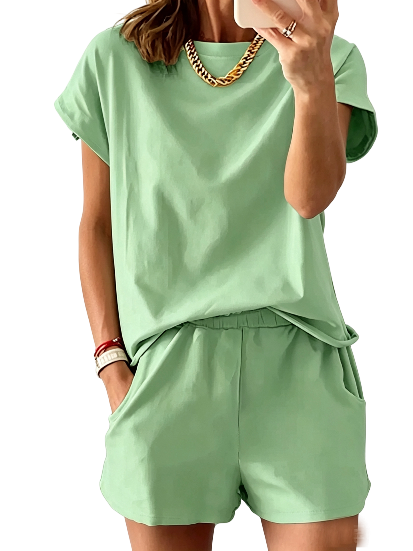 Women’s Lounge Set Short Sleeve Top Shorts 2 Piece Casual Summer Outfit