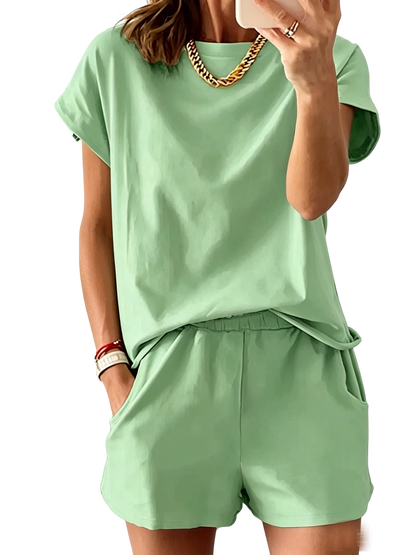 Women’s Lounge Set Short Sleeve Top Shorts 2 Piece Casual Summer Outfit