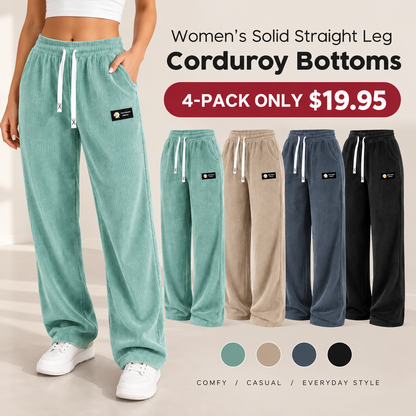 🔥Women's Solid Straight Leg Corduroy Bottoms