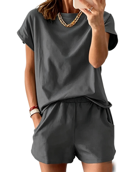 Women’s Lounge Set Short Sleeve Top Shorts 2 Piece Casual Summer Outfit