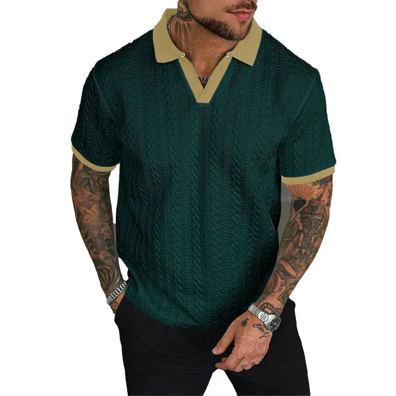 Men's Textured Knit Polo Shirt