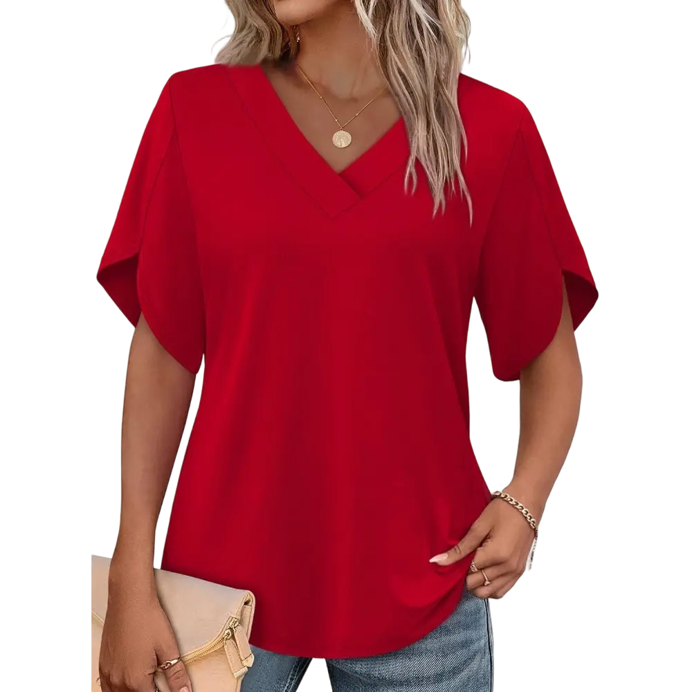 Womens Summer Tops Short Petal Sleeve Shirts