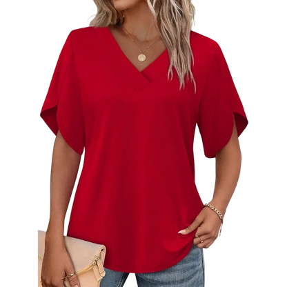 Womens Summer Tops Short Petal Sleeve Shirts