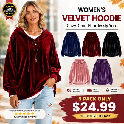 🔥Limited-Time Promotion Women's Loose Velvet Drawstring Hoodie