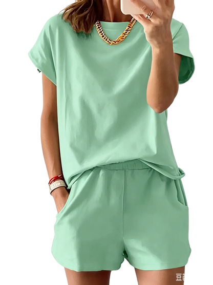 Women’s Lounge Set Short Sleeve Top Shorts 2 Piece Casual Summer Outfit