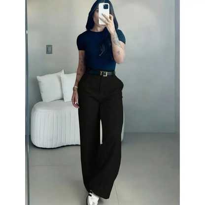 Women’s High-Waisted Wide-Leg Drape Trousers