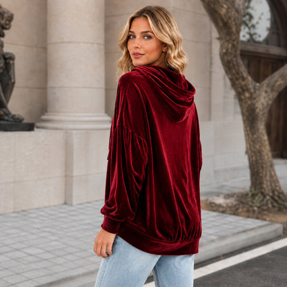 🔥Limited-Time Promotion Women's Loose Velvet Drawstring Hoodie