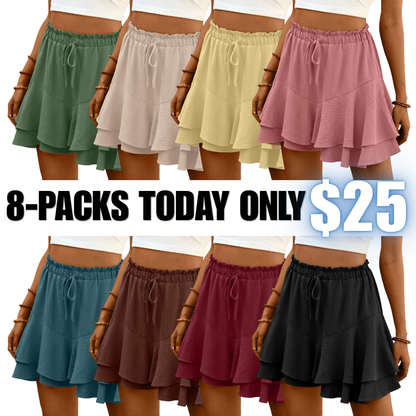 Flowy Shorts for Women Boho Ruffle Tiered Butterfly Skorts