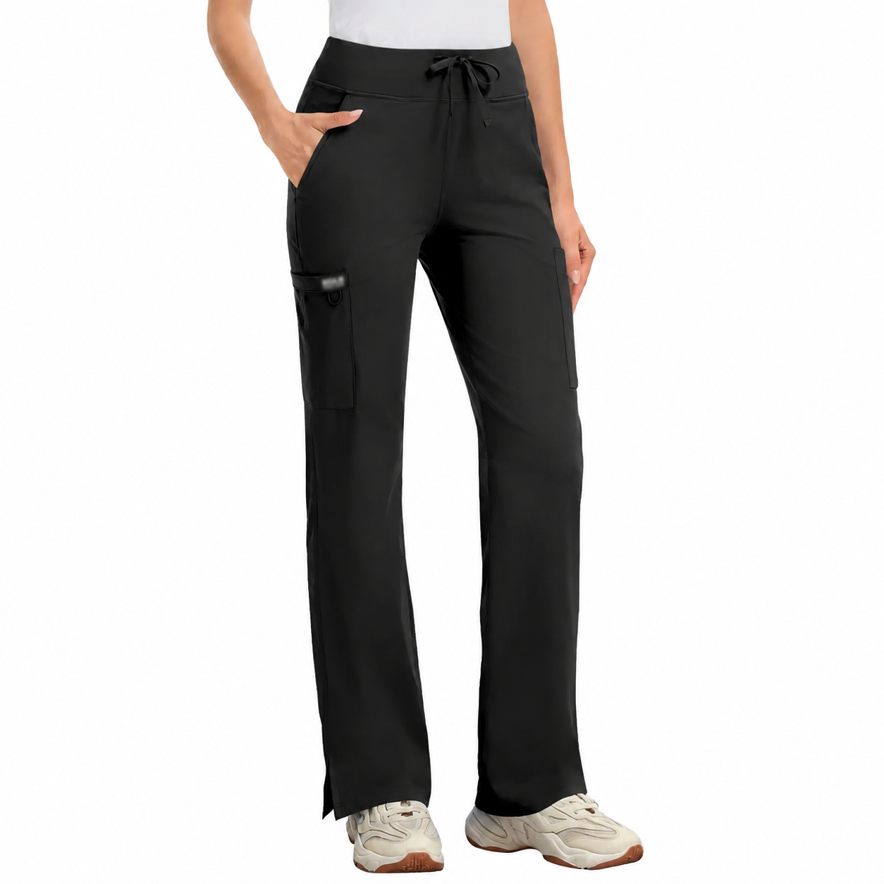 ❤️DEALS FOR YOU-Yoga Scrub Pants Women High-Rise Straight Leg Uniform Cargo Bottom with Yoga Waistband,5 Pockets&4-Way Stretch