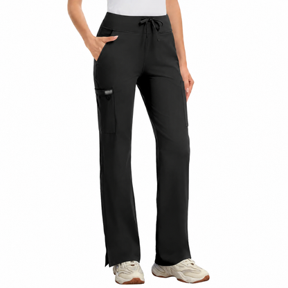 ❤️DEALS FOR YOU-Yoga Scrub Pants Women High-Rise Straight Leg Uniform Cargo Bottom with Yoga Waistband,5 Pockets&4-Way Stretch