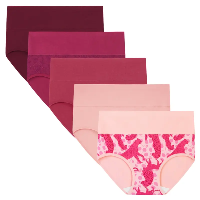 Women's High Waist Cotton Briefs – Soft Breathable 5-Pack Underwear