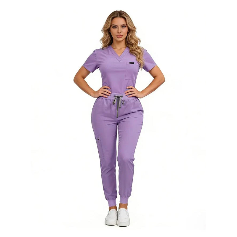 Women's Daily Wear Two-Piece Outfit, Anti-Pilling Lightweight Breathable Multi-Pocket Top & Side Pocket Jogger Pants
