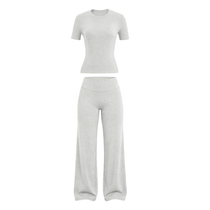 2026 New Women's Round Neck Tee & High-Waist Yoga Pants Two-Piece Set