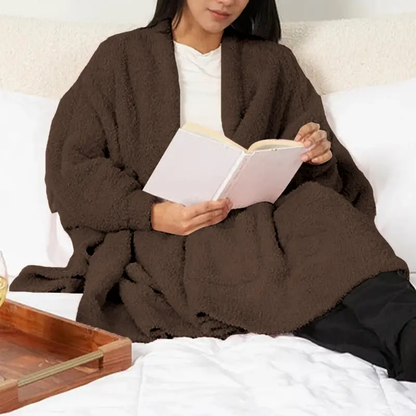 🔥Women's Sherpa Wearable Blanket Poncho - One Size (100% Cotton)