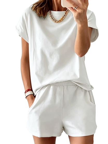 Women’s Lounge Set Short Sleeve Top Shorts 2 Piece Casual Summer Outfit