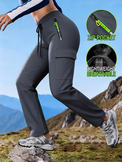 Women's work trousers - non-stretch trousers with adjustable drawstring waistband