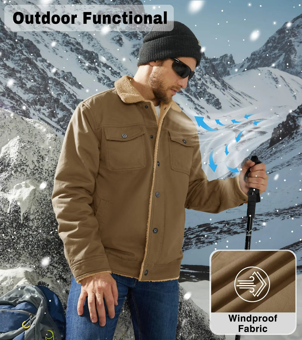 🔥 BESTSELLER |  Men's Sherpa-Lined Cotton Trucker Jacket