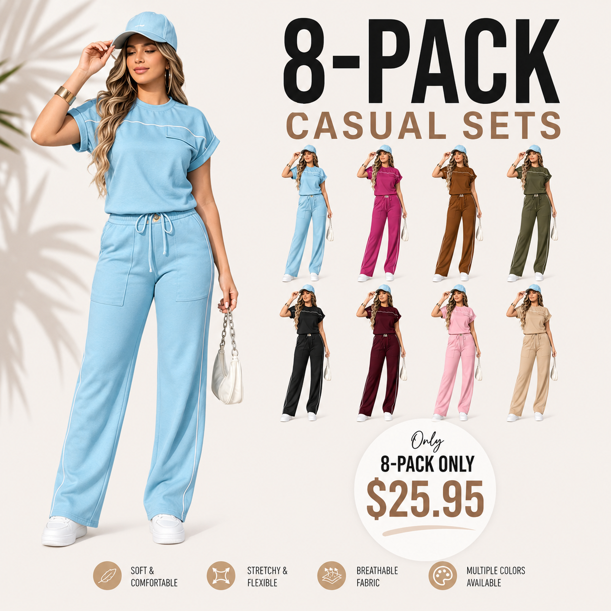 Women's Casual 2-Piece Pants Set