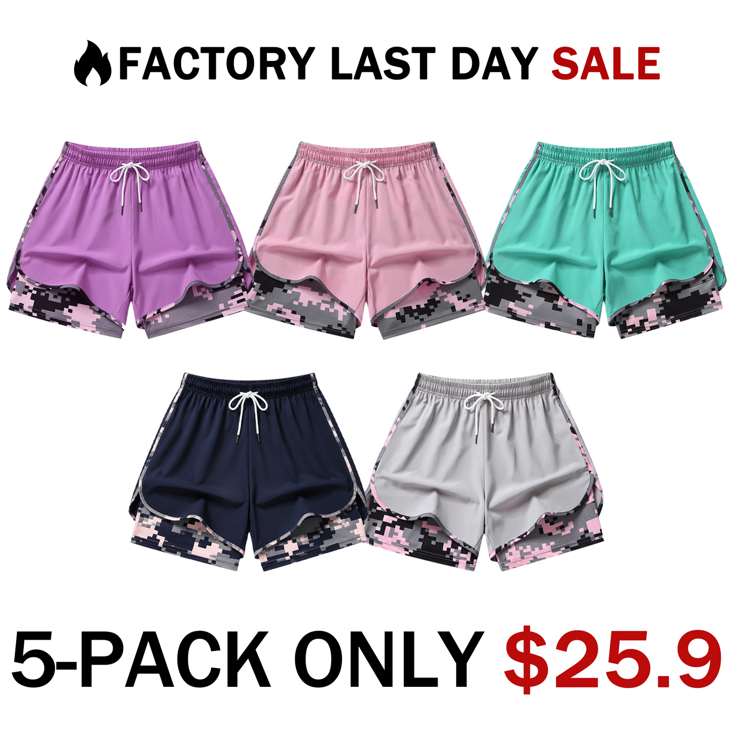 Women's 2-in-1 Athletic Shorts with Built-in Liner