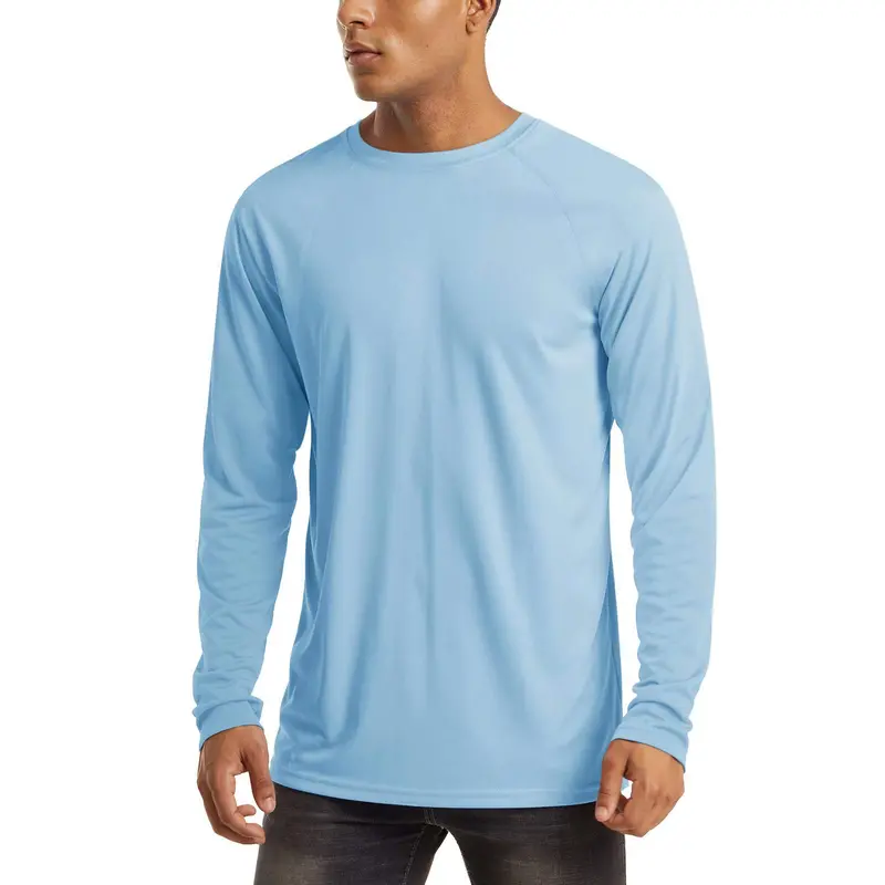 Men's UPF 50+ Long Sleeves Shirts Quick Dry Lightweight Summer Sportswear Crew Neck Tops